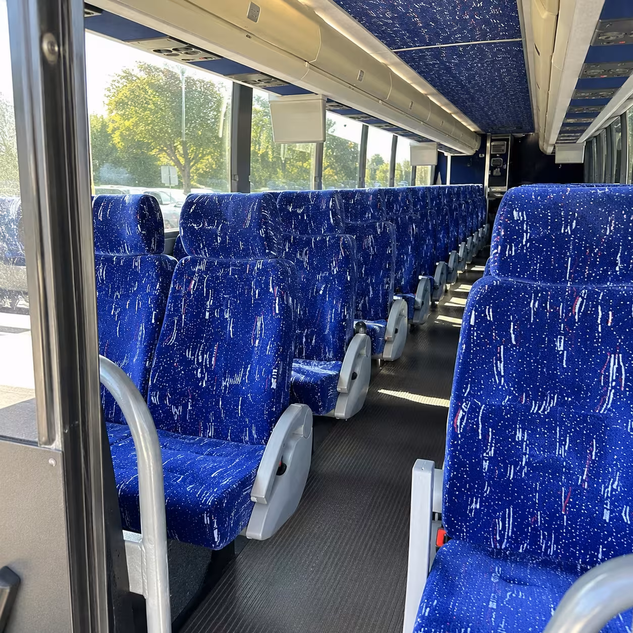 upland charter bus rental interior