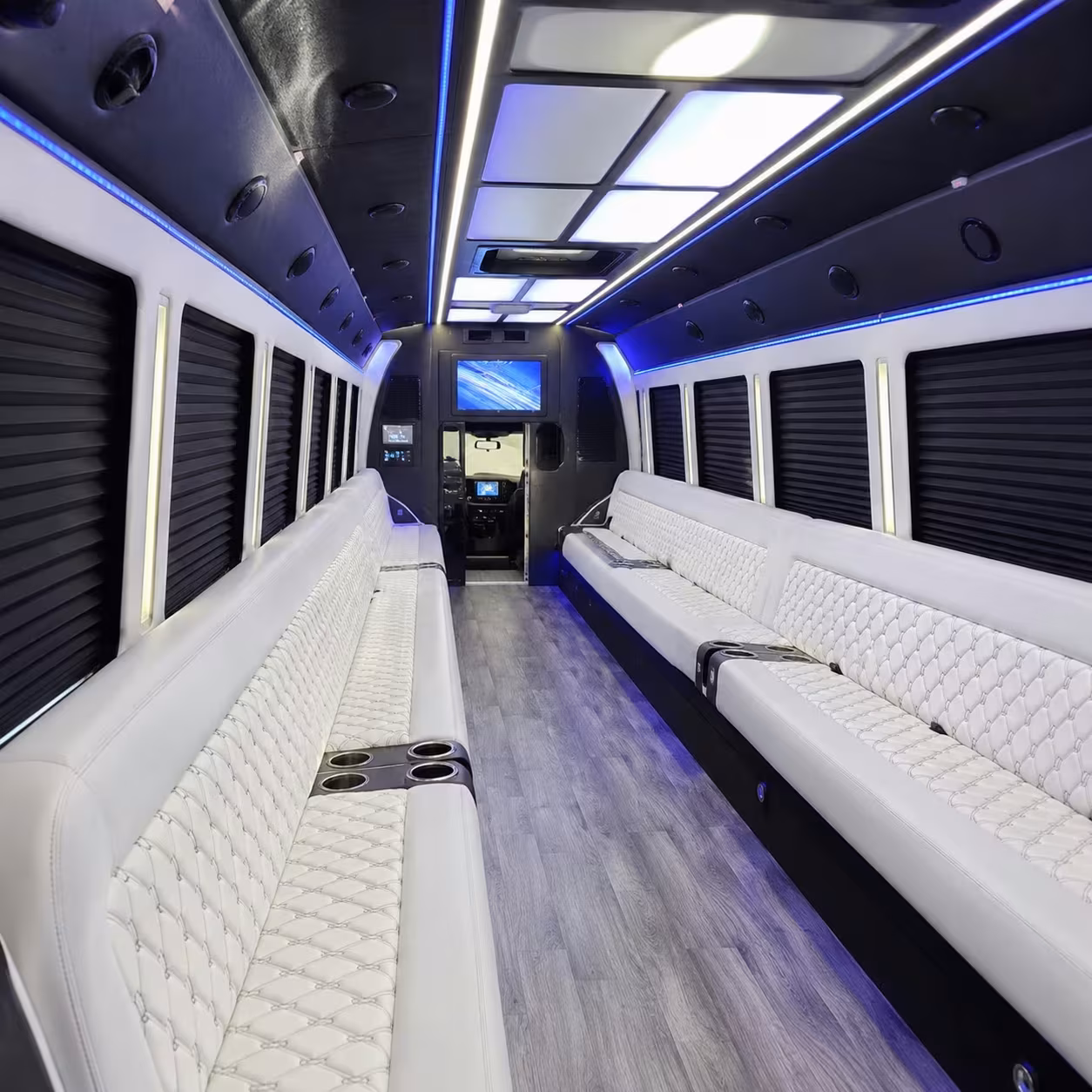 upland prom party bus rentals with led lighting and sound